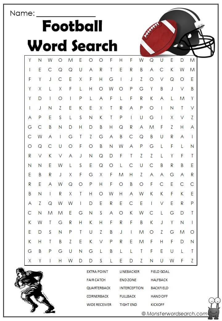 Football Word Search Monster Word Search