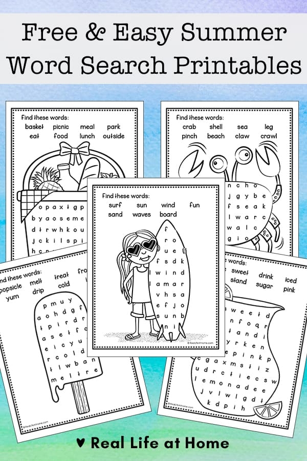 Free And Easy Summer Word Finds Printable Set For Kids