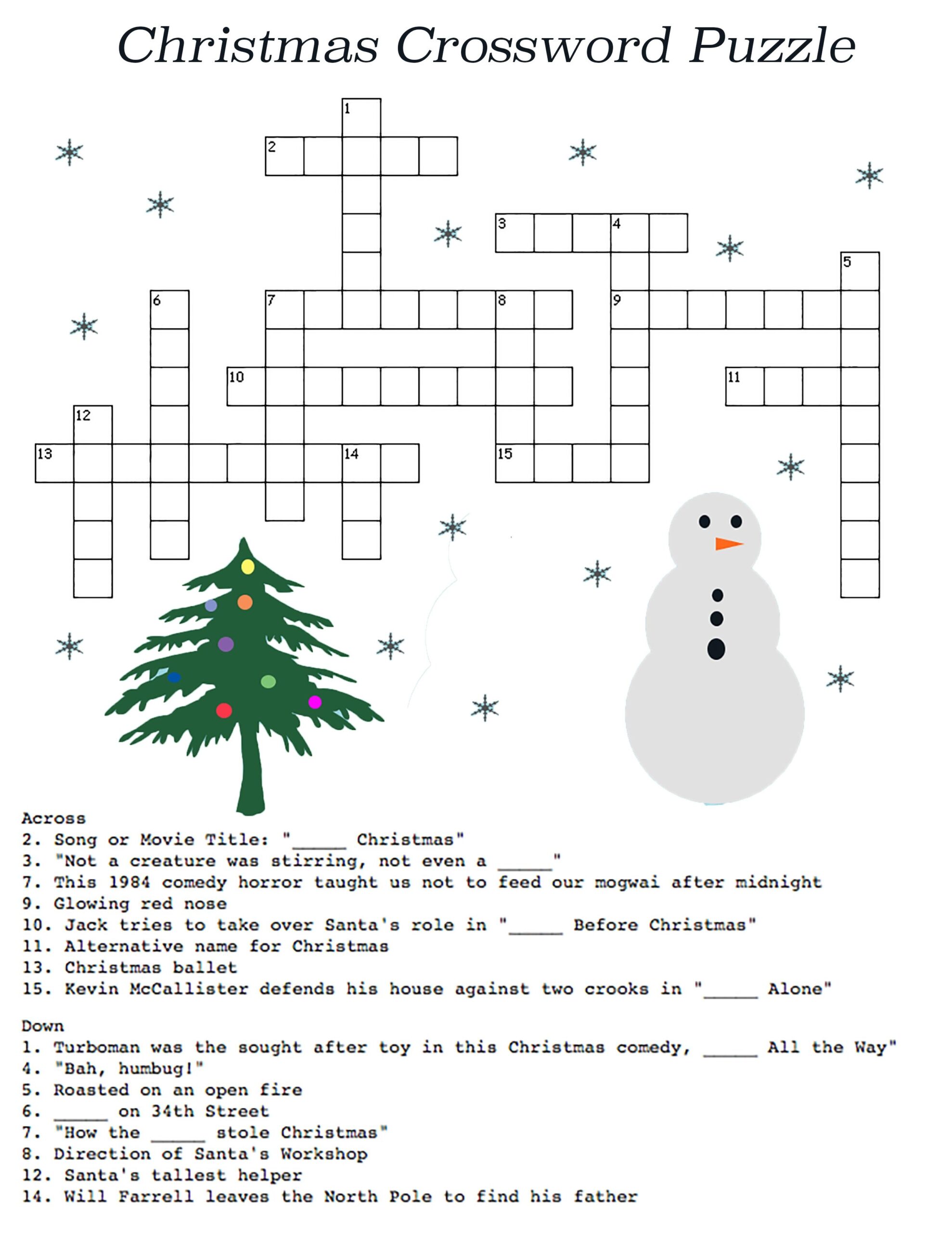 Free Holiday Crossword Puzzles Printable