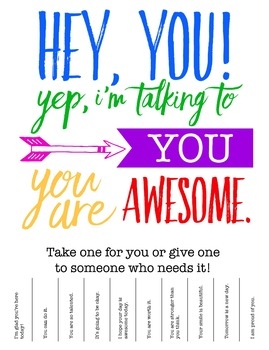 Free Inspirational Tear Off Sign By Erin Smith ELA TpT