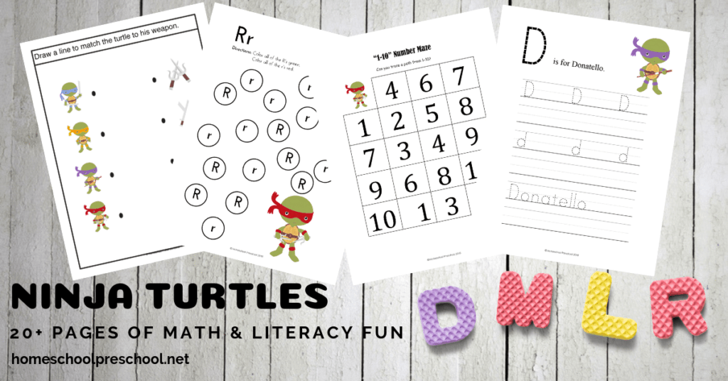 Free Ninja Turtle Printables For Preschool And Kindergarten