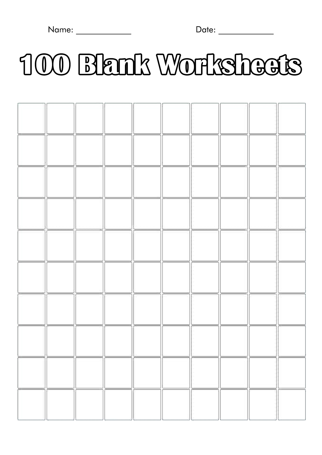 Free Printable 100 Chart Blank Francesco Printable
