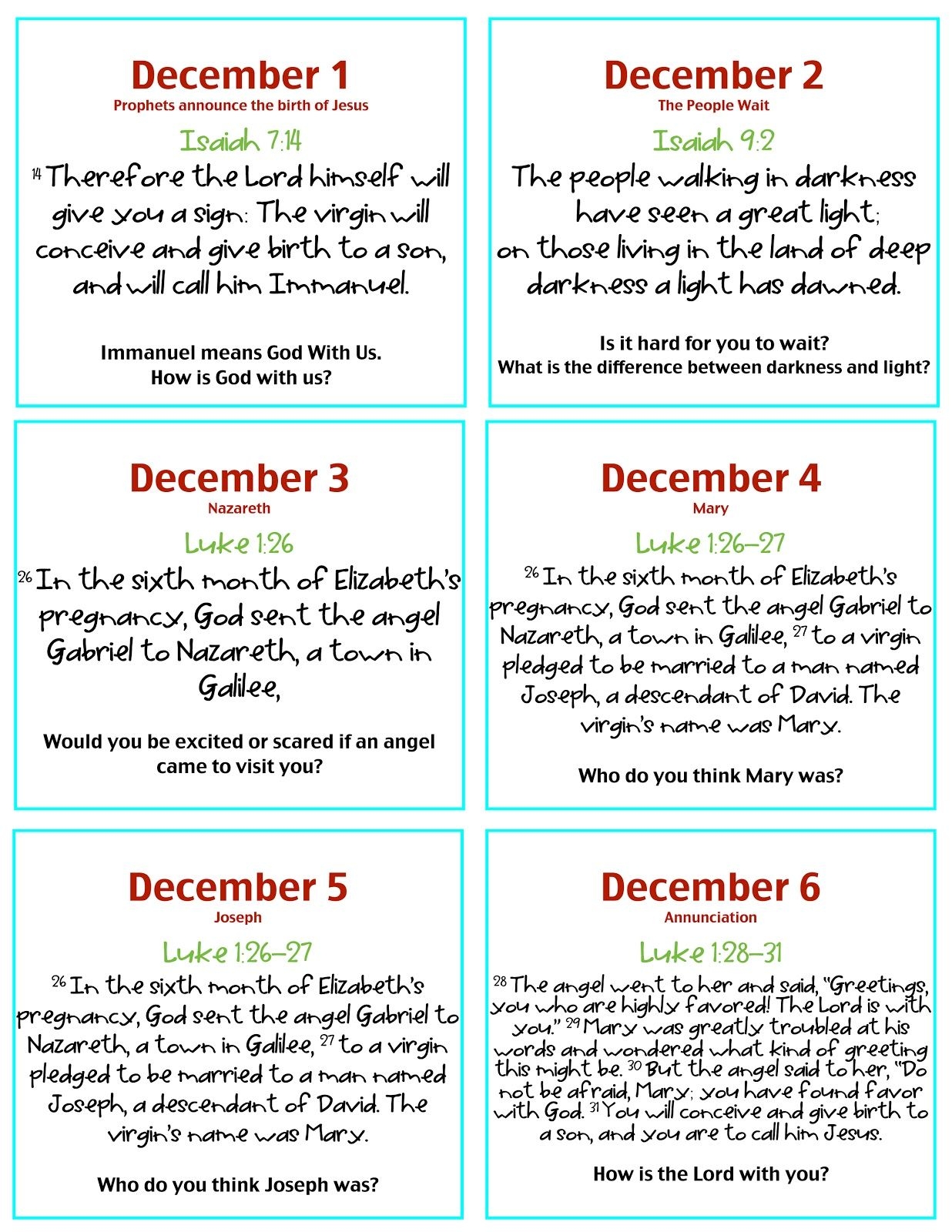 Free Printable Advent Calendar Bible Verses Free Printable Advent Calendar Bible Verses