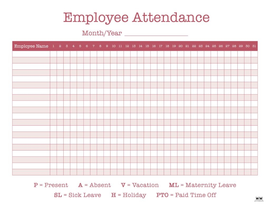 Free Printable Attendance Sheet Template Word Excel PDF 53 OFF