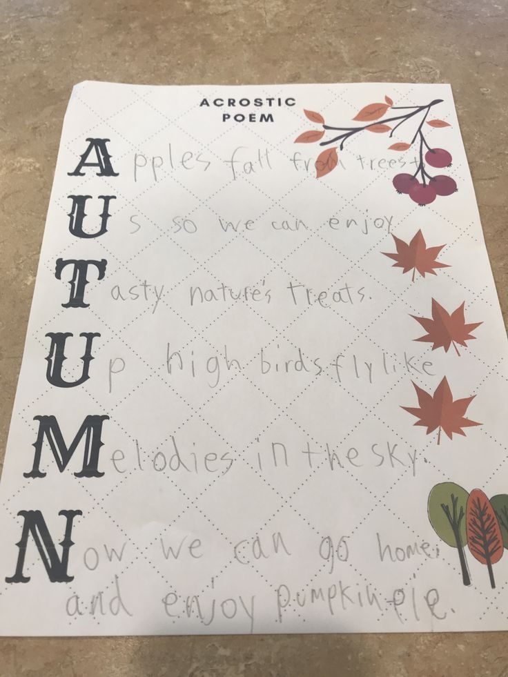 FREE PRINTABLE Autumn Acrostic Poem acrosticpoem Poetry Tea Time 