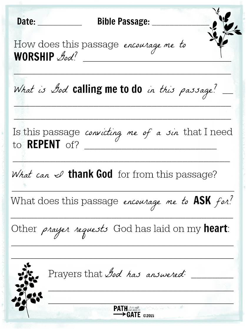Free Printable Bible Study Template AT A GLANCE