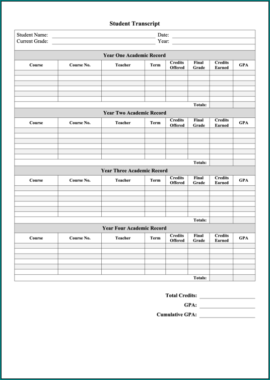  Free Printable Blank Report Card