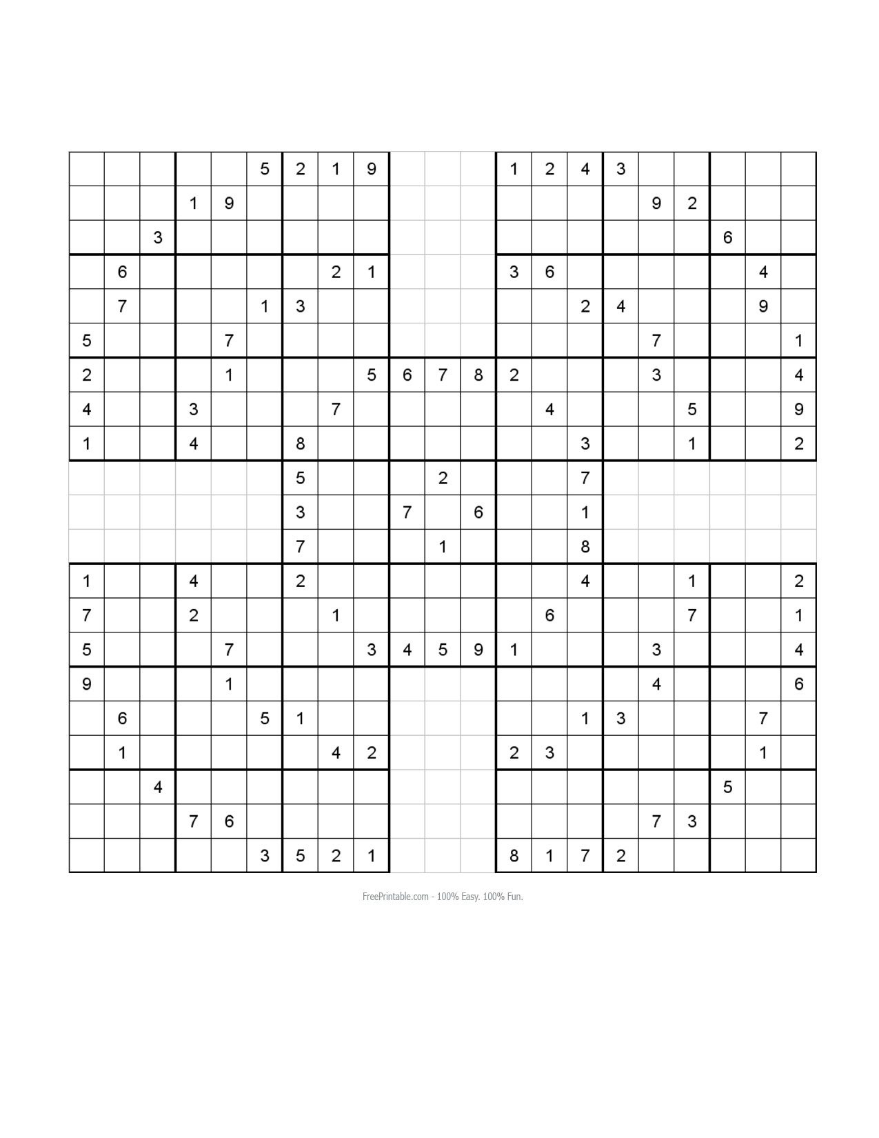 Free Printable Samurai Sudoku Puzzles Spellen Sudoku Puzzles Free