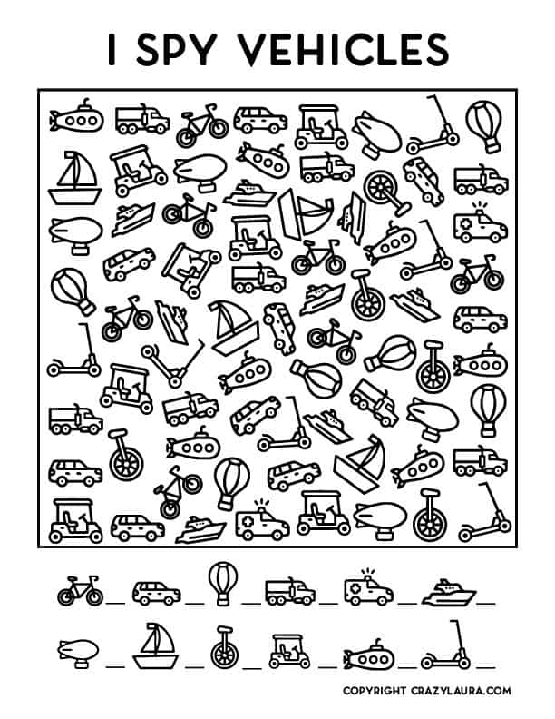 Free Vehicle I Spy Printable Game Pages For Kids Artofit Free Vehicle I Spy Printable Game Pages For Kids Artofit