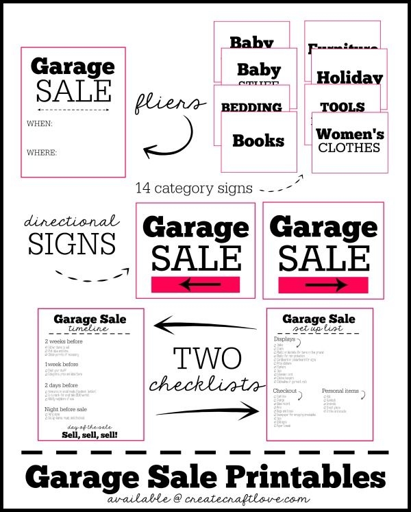 Garage Sale Printables With Bonus Checklists