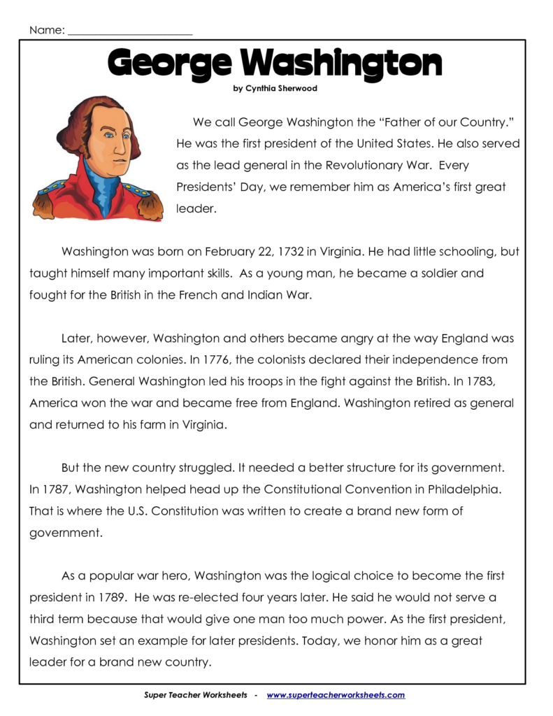 George Washington Printable Worksheets 159 Lyana Worksheets