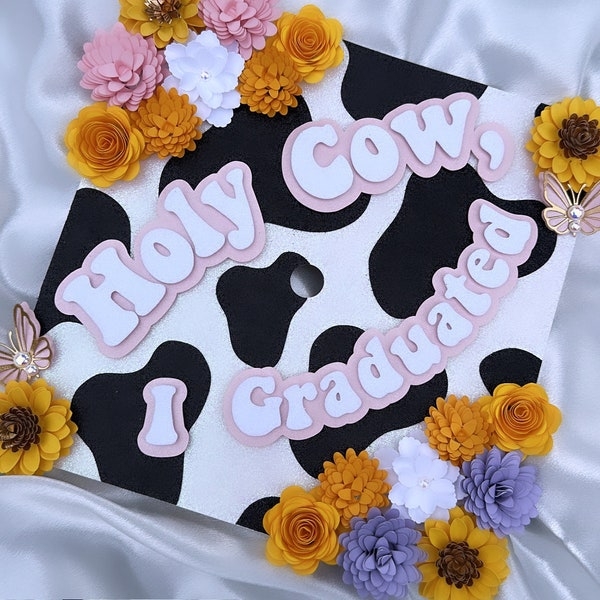 Graduation Cap Cow Print Svg Etsy