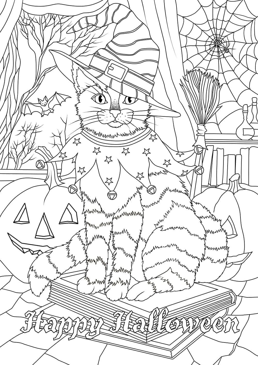 Halloween Cat Free Coloring Page Download Print Or Color Online For Free