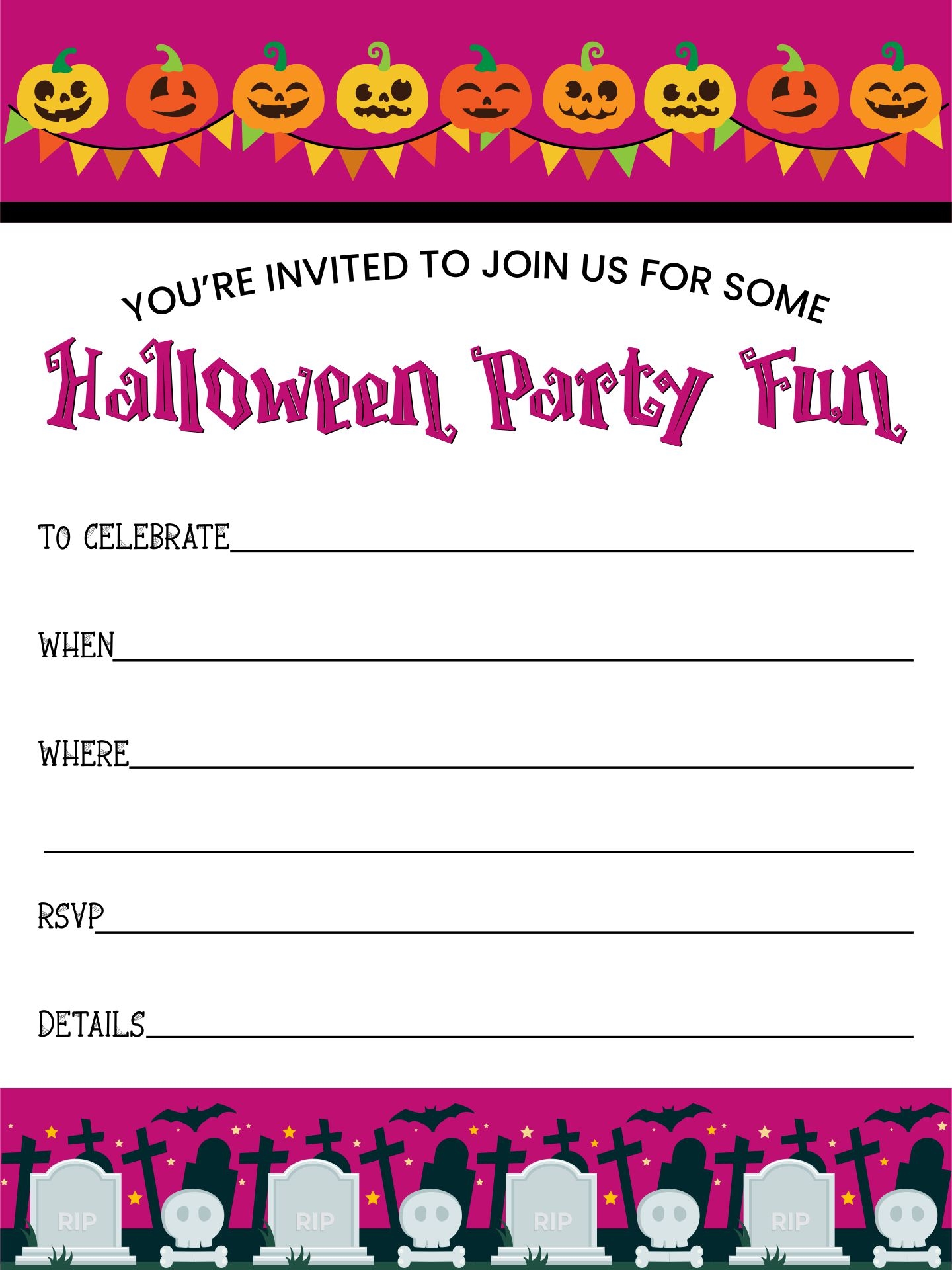 Halloween Party Blank Invites 15 Free PDF Printables Printablee