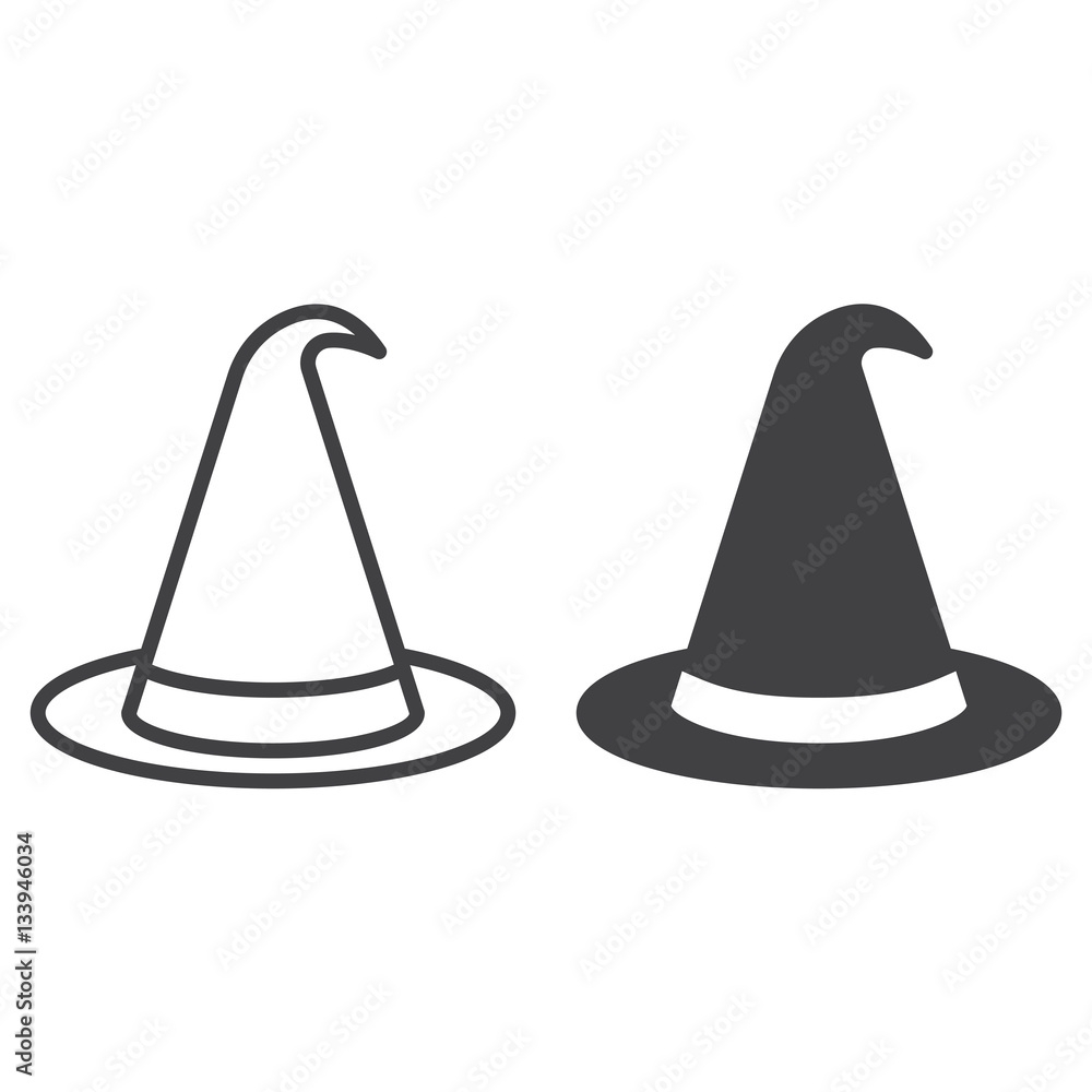 Halloween Witch Hat Line Icon Outline And Filled Vector Sign Linear 