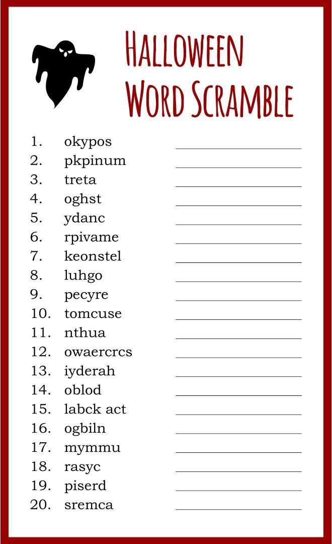 Halloween Word Scramble Printable Letter Words Unleashed Halloween Word Scramble Printable Letter Words Unleashed