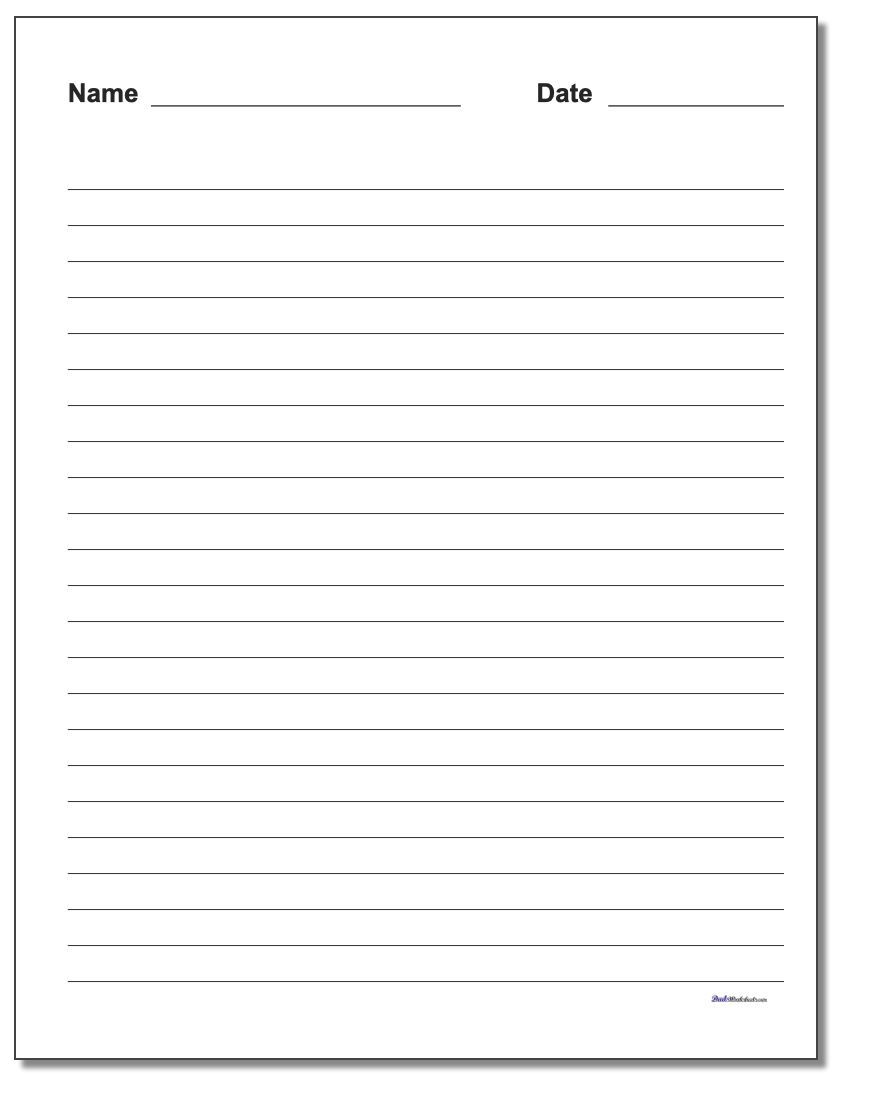 Handwriting Paper Elementary Lined Paper Printable Free Free Printable