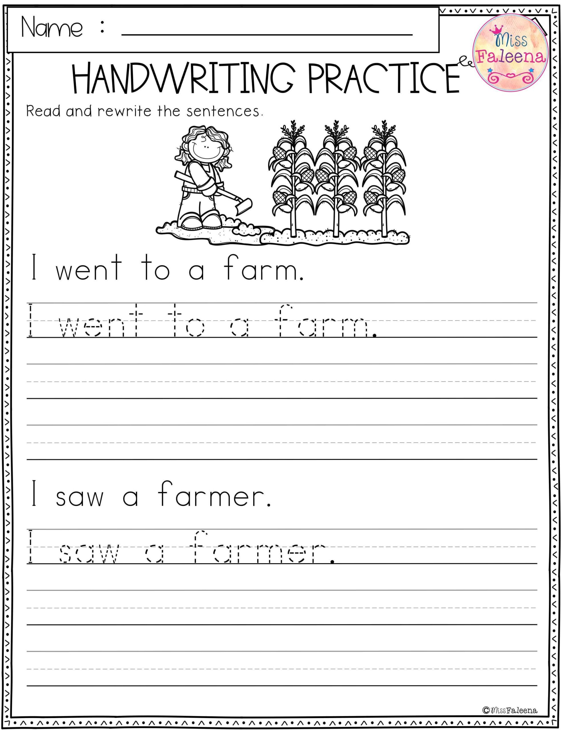 Handwriting Worksheets For Kindergarten Printable Kindergarten Worksheets