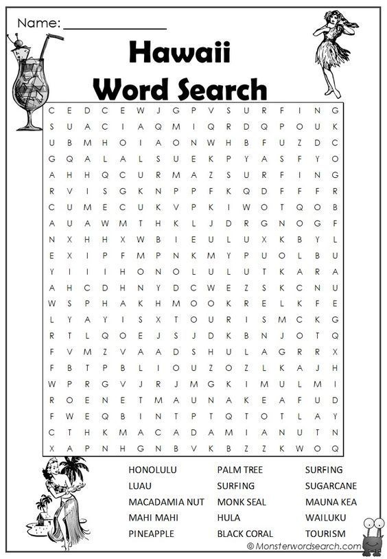 Hawaii Word Search For Fun Learning