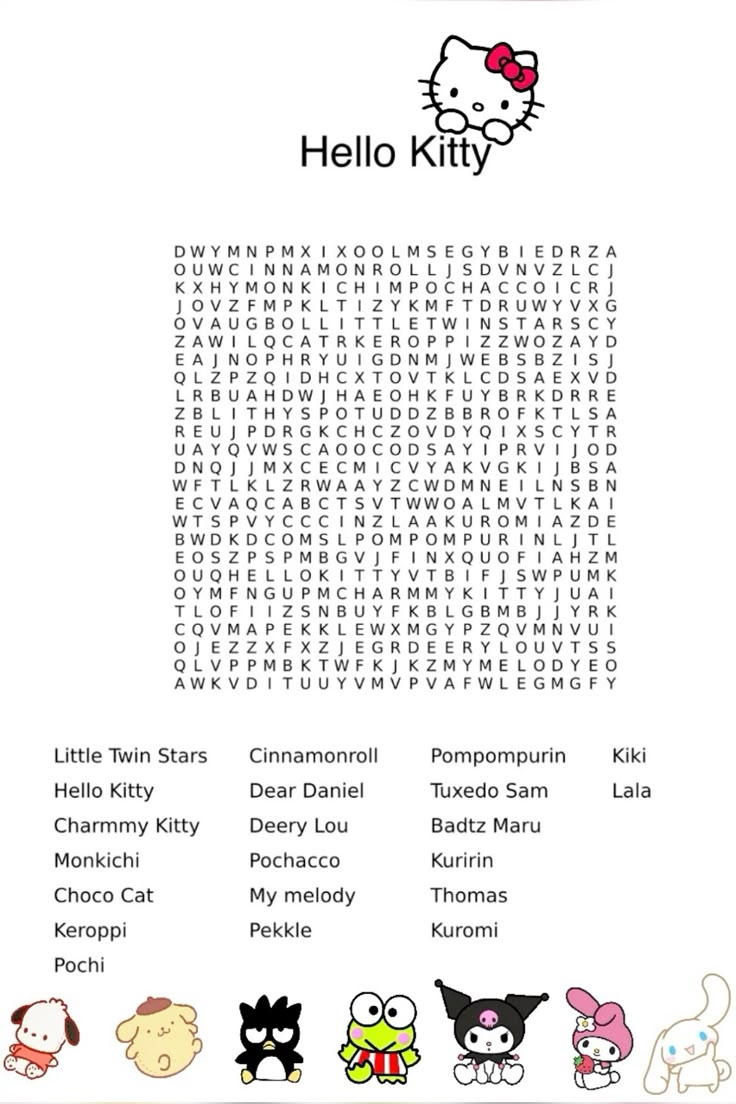Hello Kitty Word Search Hello Kitty Book Diy Hello Kitty Hello