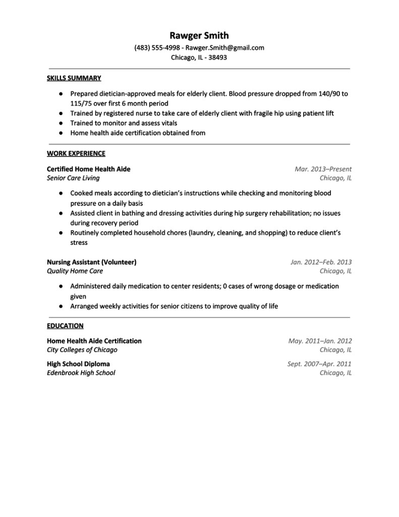 Hha Resume Samples Home Aide Sample Resume Shalomhouse Us Williamson 