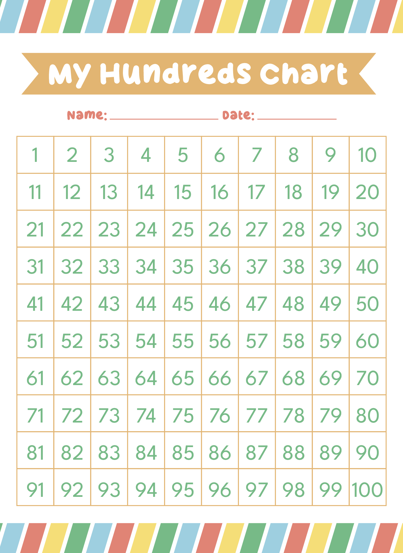 Hundreds Chart 10 Free PDF Printables Printablee