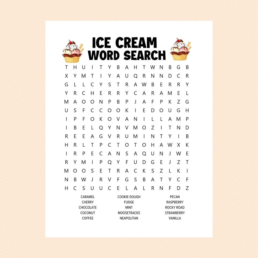 Ice Cream Word Search Ice Cream Worksheets Printable Activity Pages 