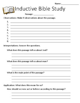 Inductive Bible Study Method Worksheets