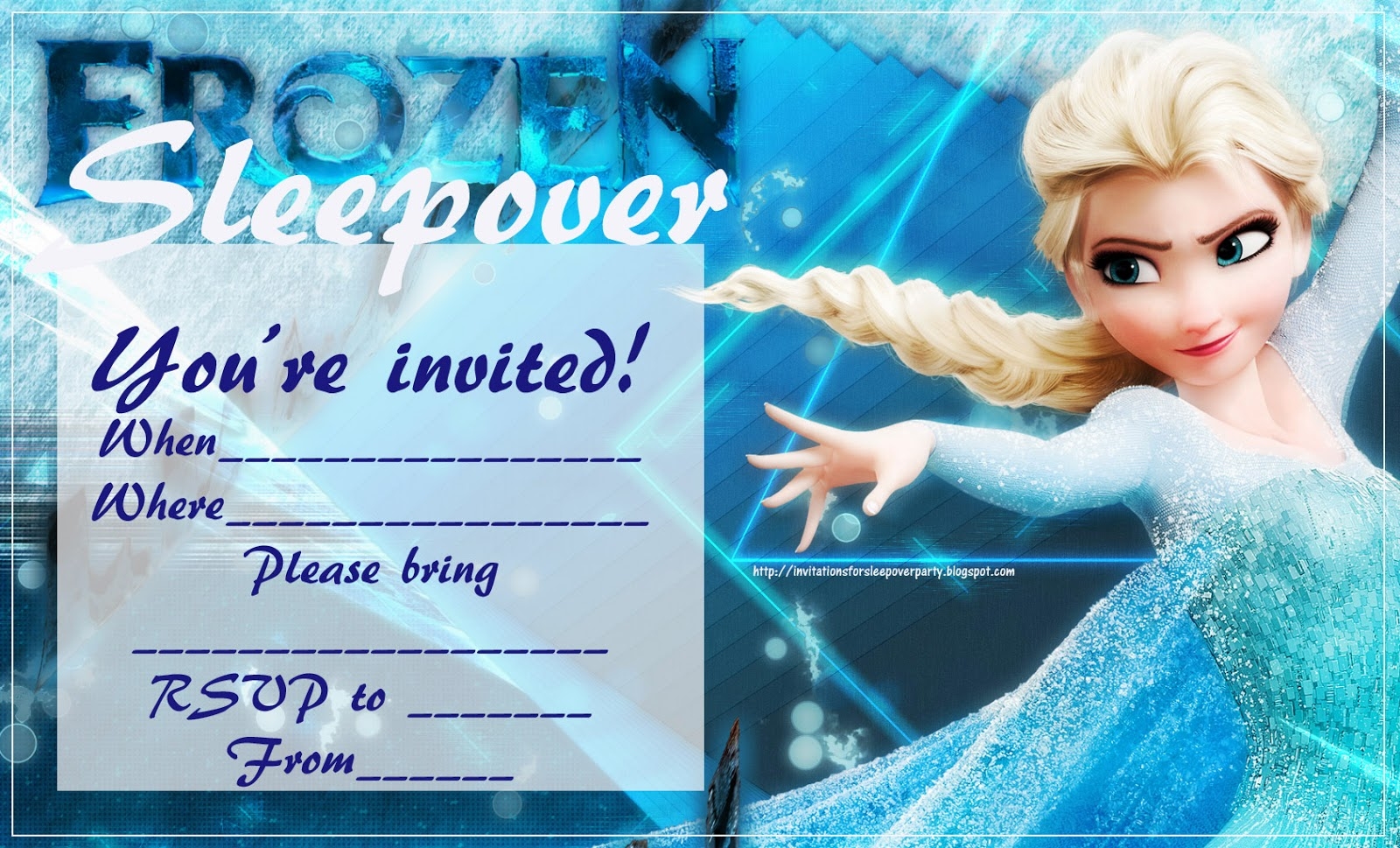 INVITATIONS FOR SLEEPOVER PARTY FROZEN DISNEY MOVIE FREE PARTY INVITATION