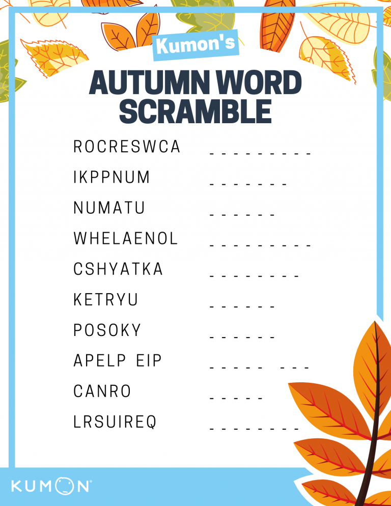 Kumon 39 s Autumn Word Scramble Student Resources