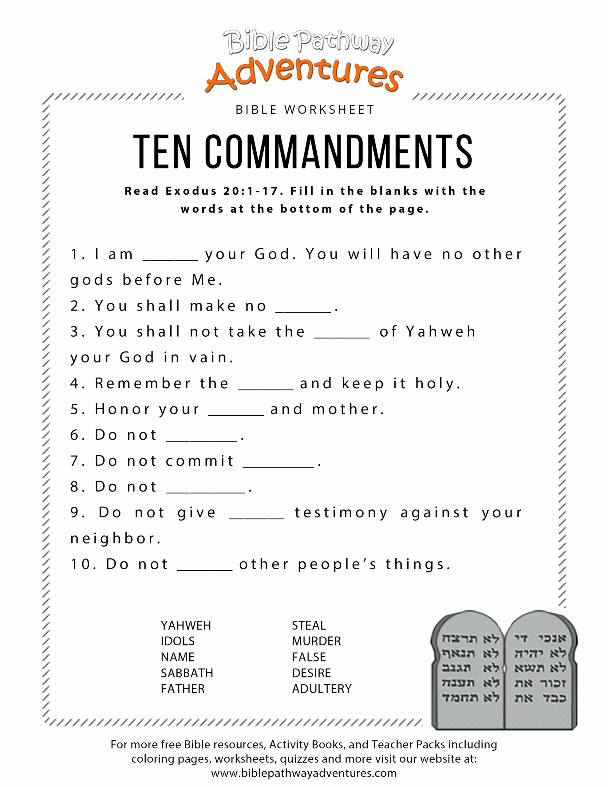 Learn About The Bible Worksheets