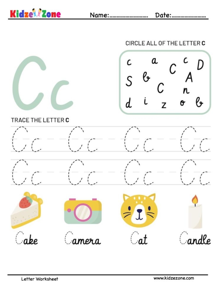 Letter C Tracing And Fun Worksheet KidzeZone