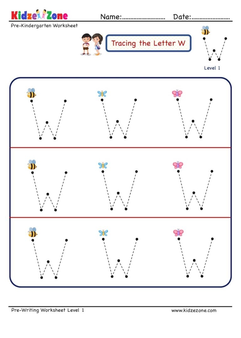Letter W Tracing Upper Case KidzeZone
