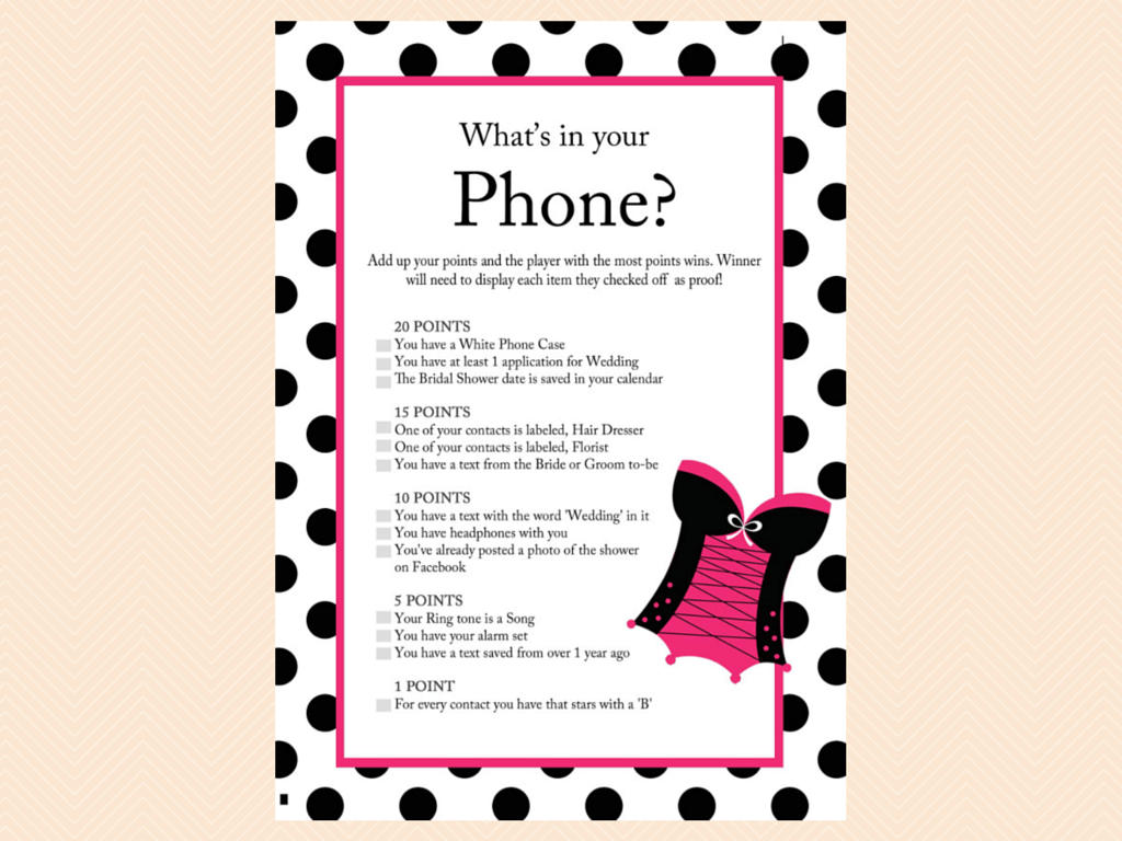 Lingerie Bridal Shower Games Magical Printable