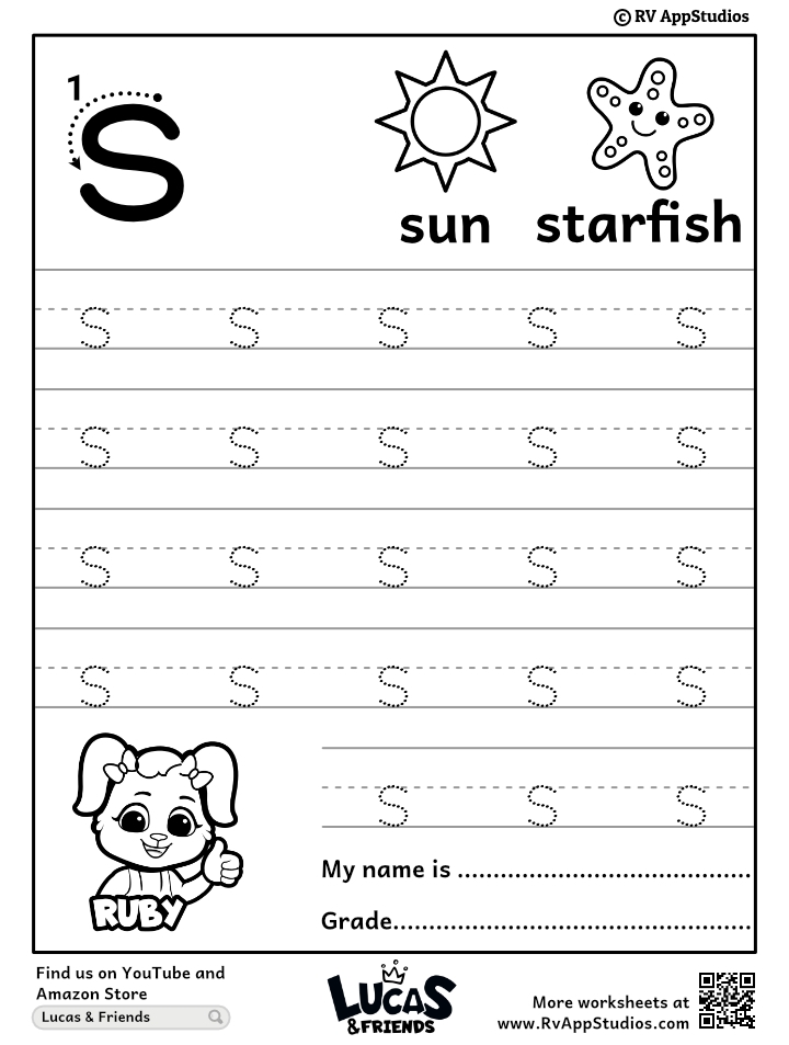 Lowercase Letter S Tracing Worksheets Trace Small Letter S Worksheet