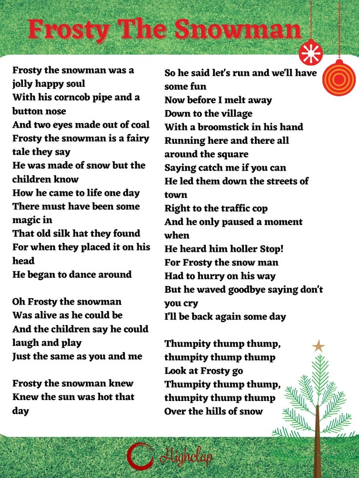 Lyrics Frosty The Snowman Printable Paringin st2