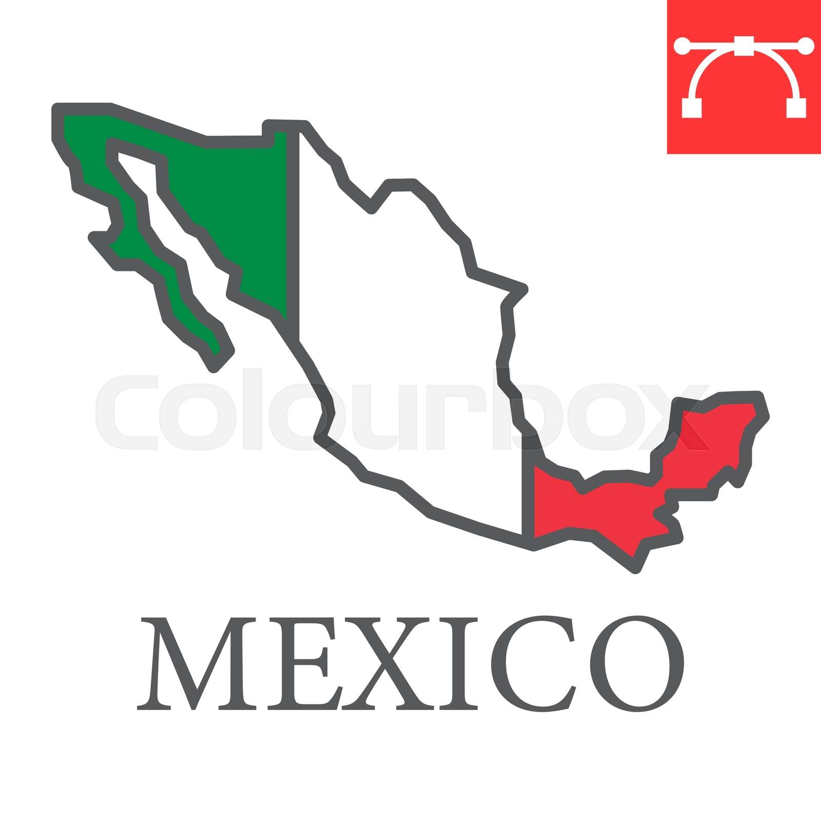 Map Of Mexico Color Line Icon Country And Geography Mexico Map Flag