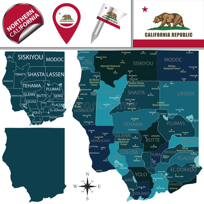 Map Of Northern California Stock Vector Illustration Of Vector 257829686