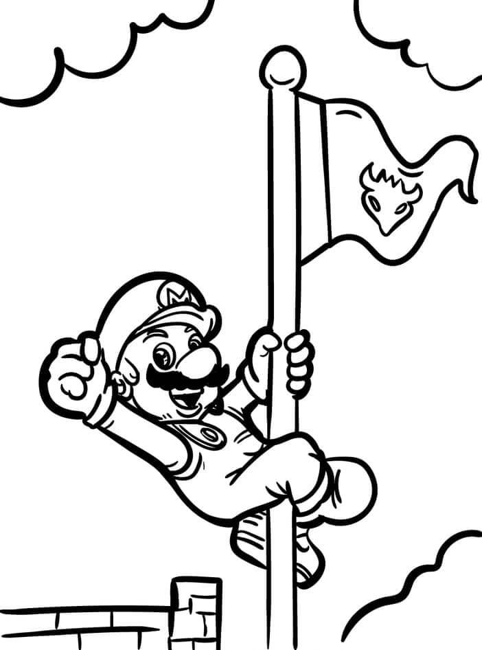 Mario With Flag Coloring Page Download Print Or Color Online For Free