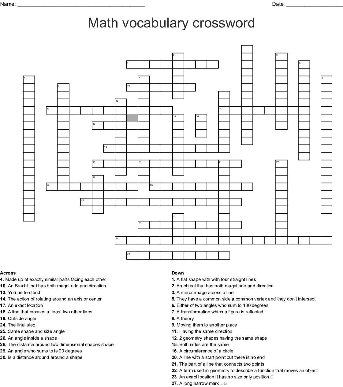 Maths Crosswords Printable Printable Word Searches