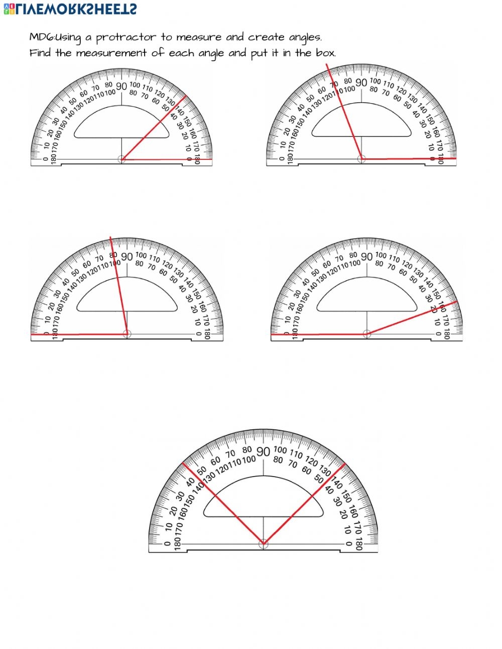Measuring Angles Worksheet Protractor Angleworksheets