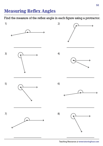 Measuring Reflex Angles Worksheets Angleworksheets
