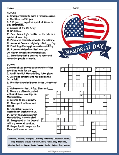 Memorial Day Crossword