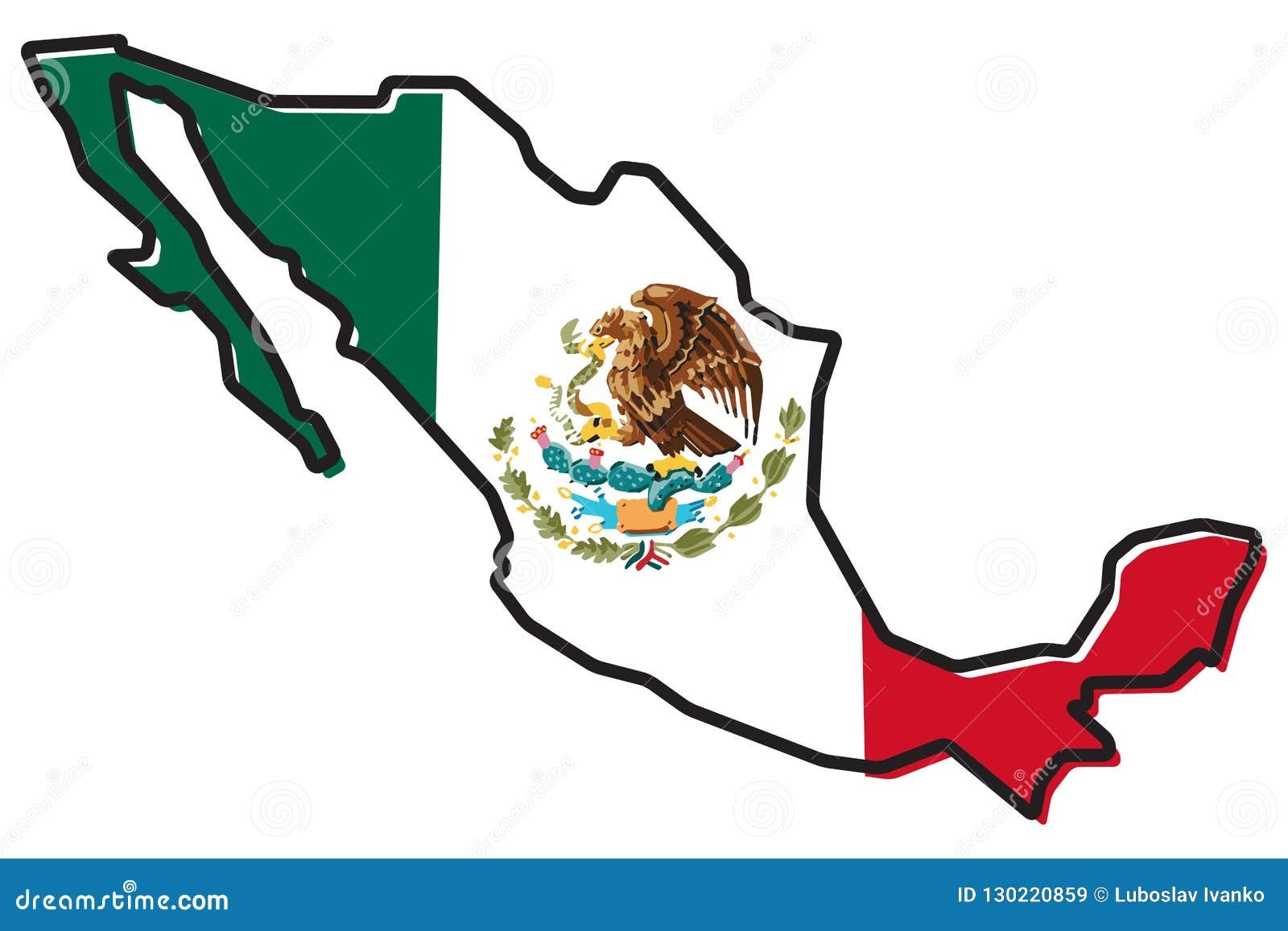 Mexico Flag Map Outline