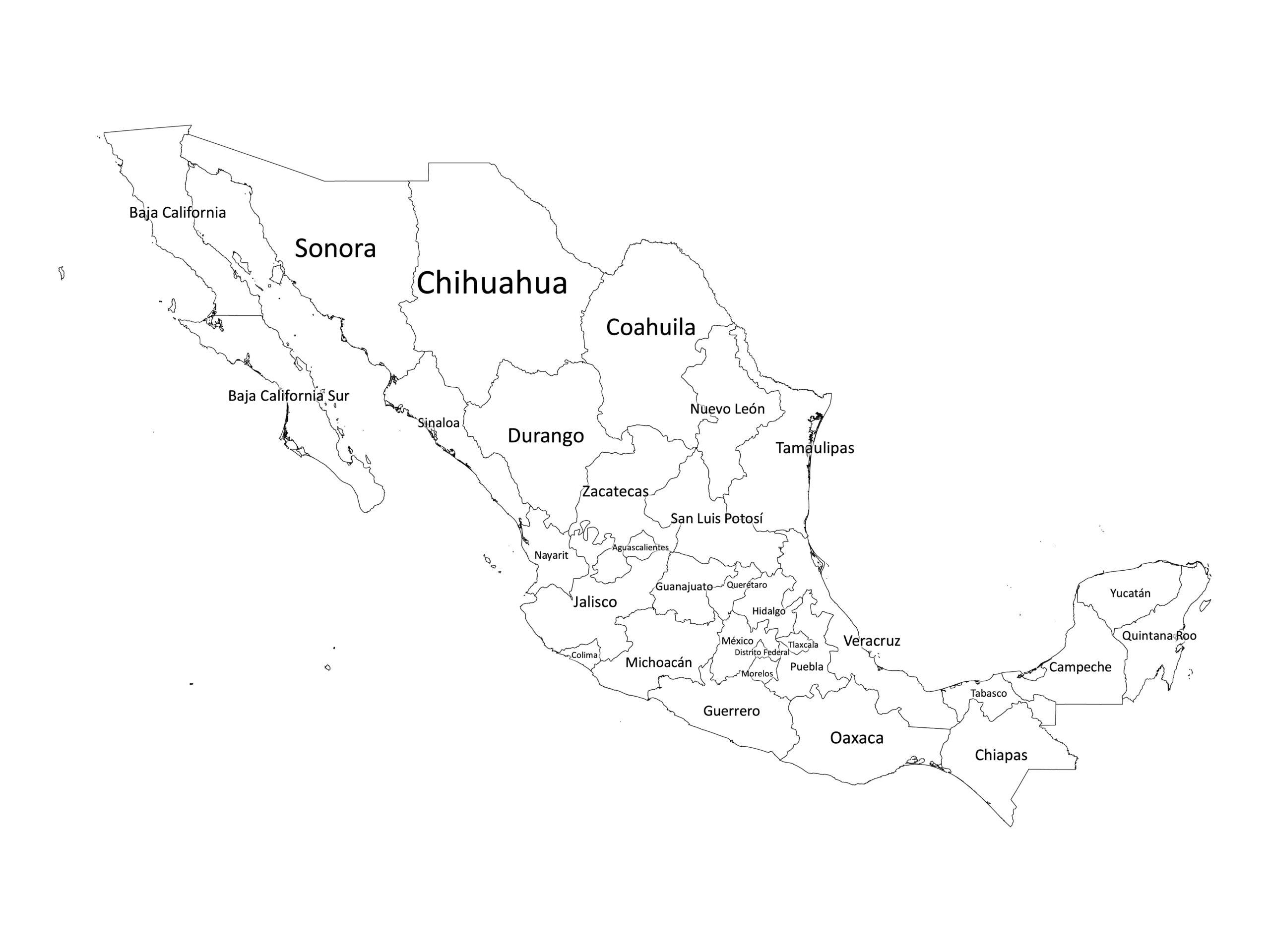 Mexico Labeled Map Labeled Maps