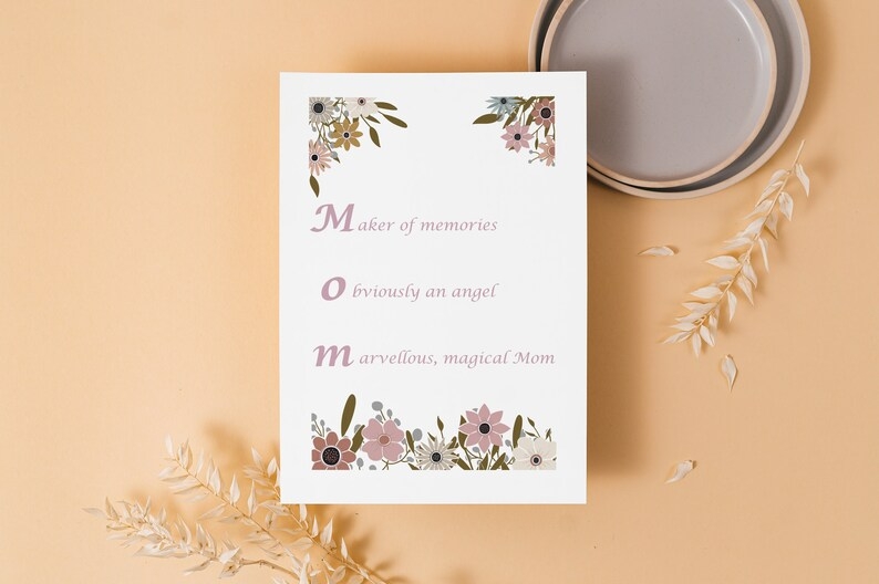 Mom Acrostic Poem Digital Download Wall Art Minimalist Boho Print Mom Acrostic Poem Digital Download Wall Art Minimalist Boho Print