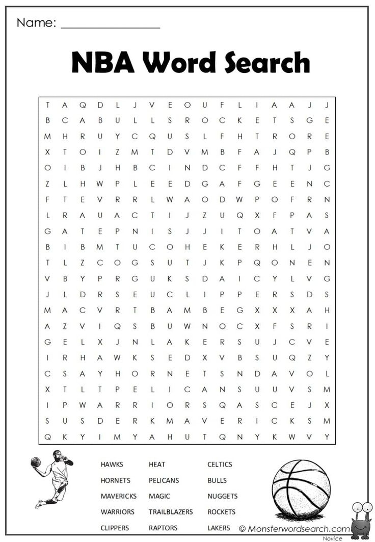 Nba Word Search Basketball Word Puzzle
