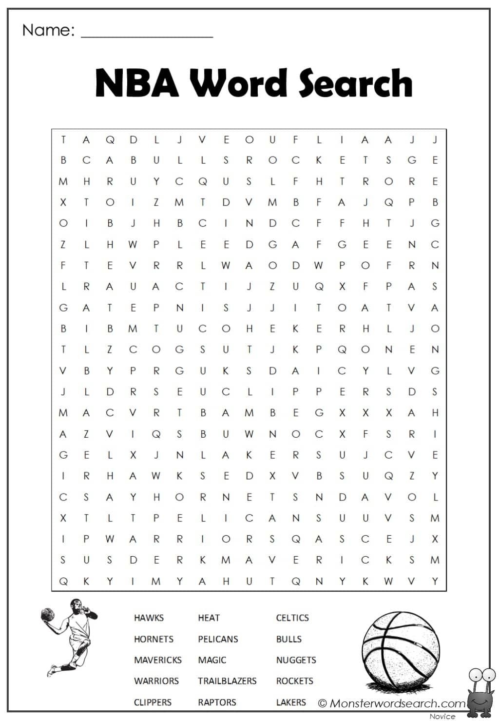 Nba Word Search Basketball Word Puzzle