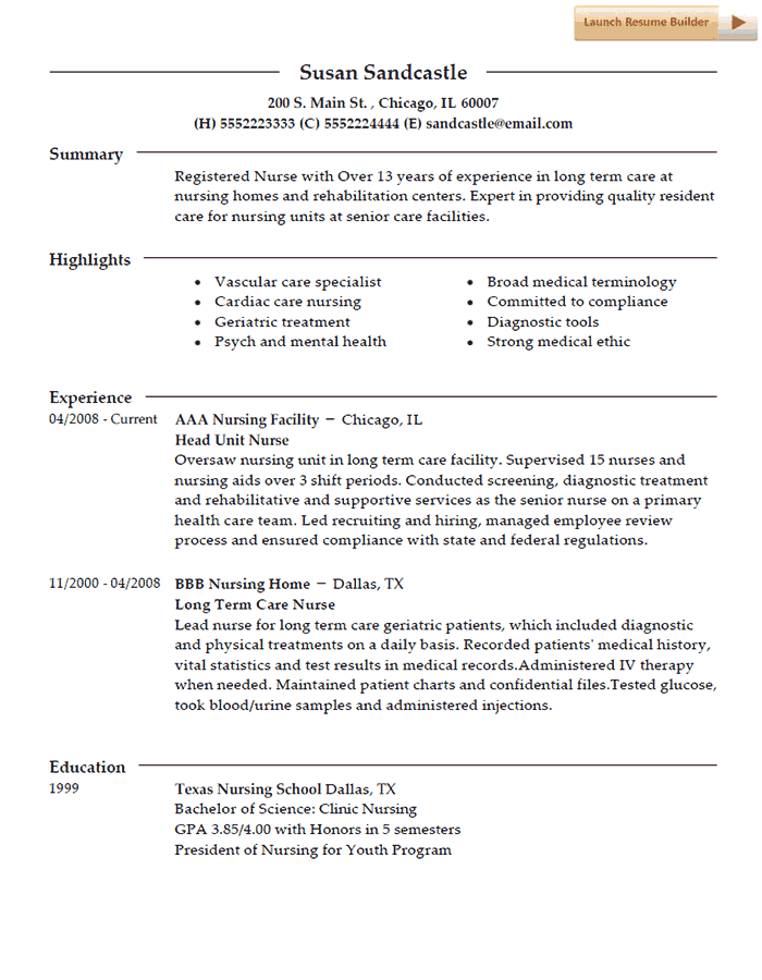 Nurse Resume Template Nurse Resume Template