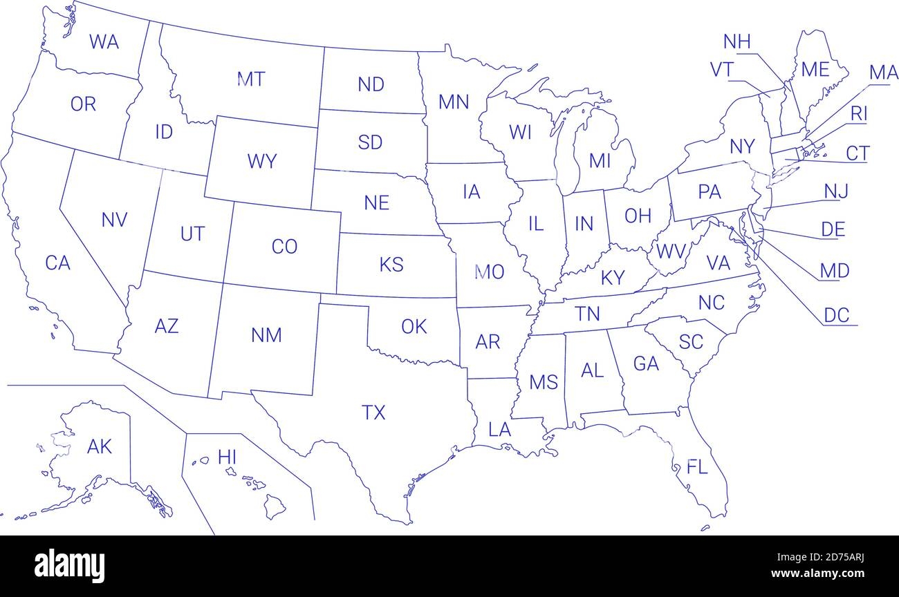 Outline Political US Map With Titles Of The States All USA Regions Are Outline Political US Map With Titles Of The States All USA Regions Are
